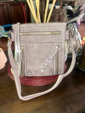 Violet Ray nwt Light grey Crossbody Bag with Gold Hardware